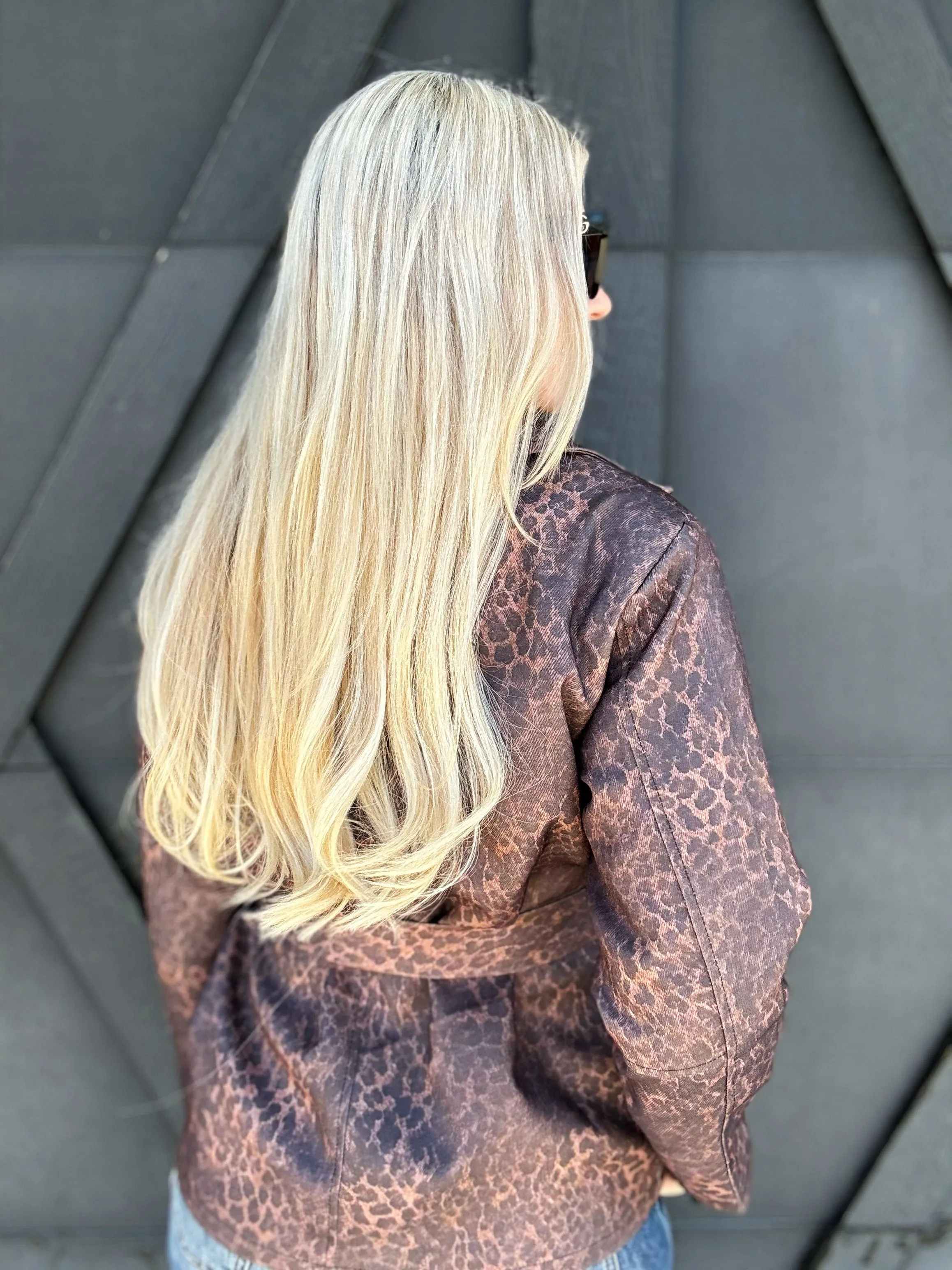 Leopard Belted Jacket In Brown