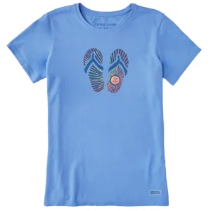 Life is Good Women's Sunburst Flip Flops Crusher Tee