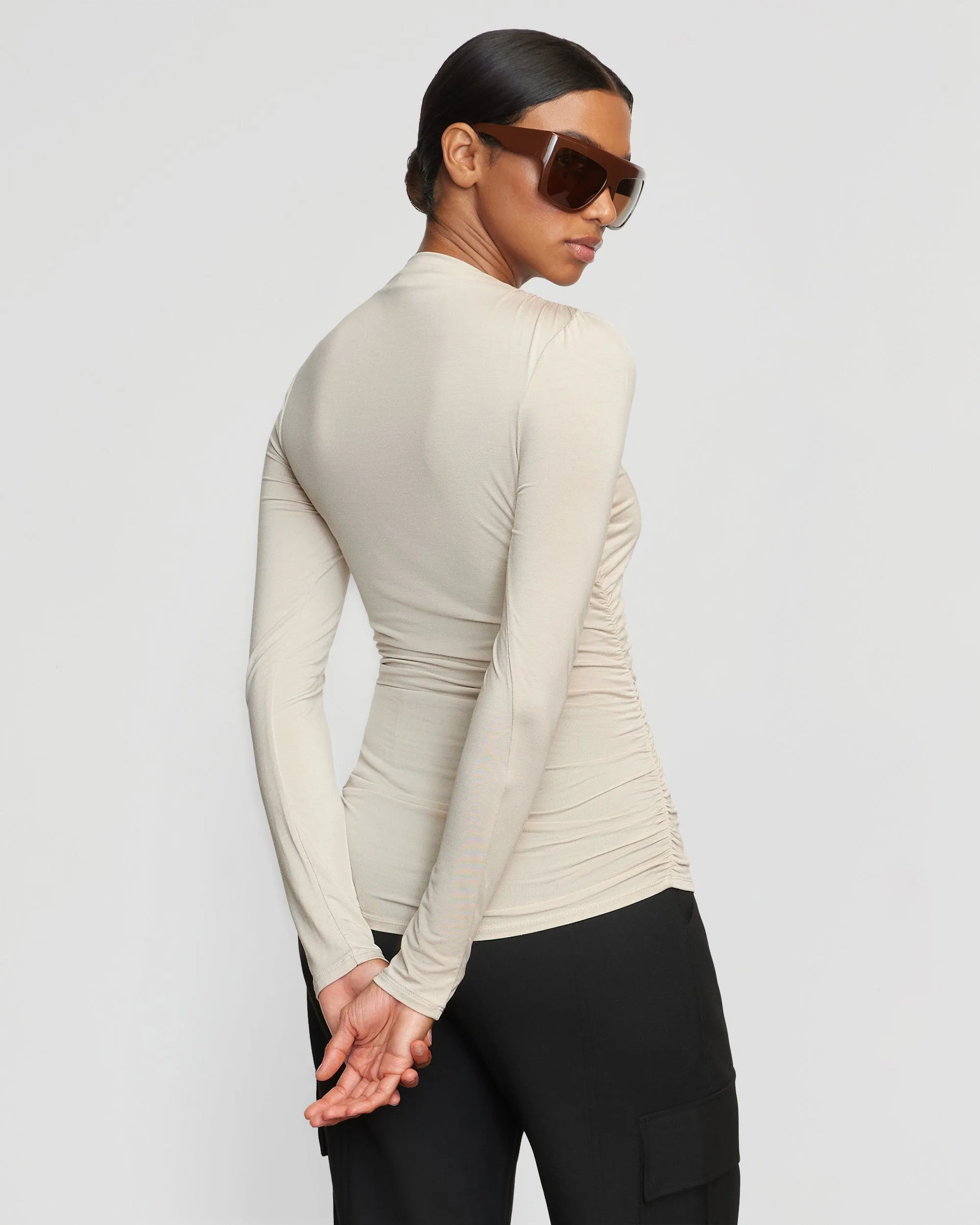 Lilou Wrap-Neck Long-Sleeve Tee