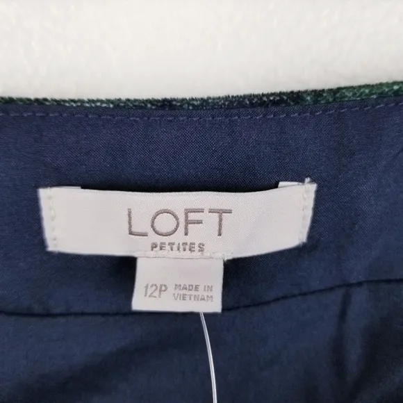 Loft Plaid Velvet Skirt NWT size 12P