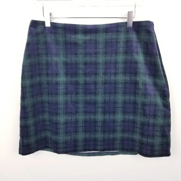 Loft Plaid Velvet Skirt NWT size 12P