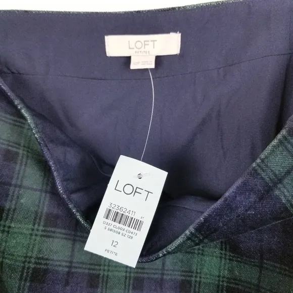 Loft Plaid Velvet Skirt NWT size 12P