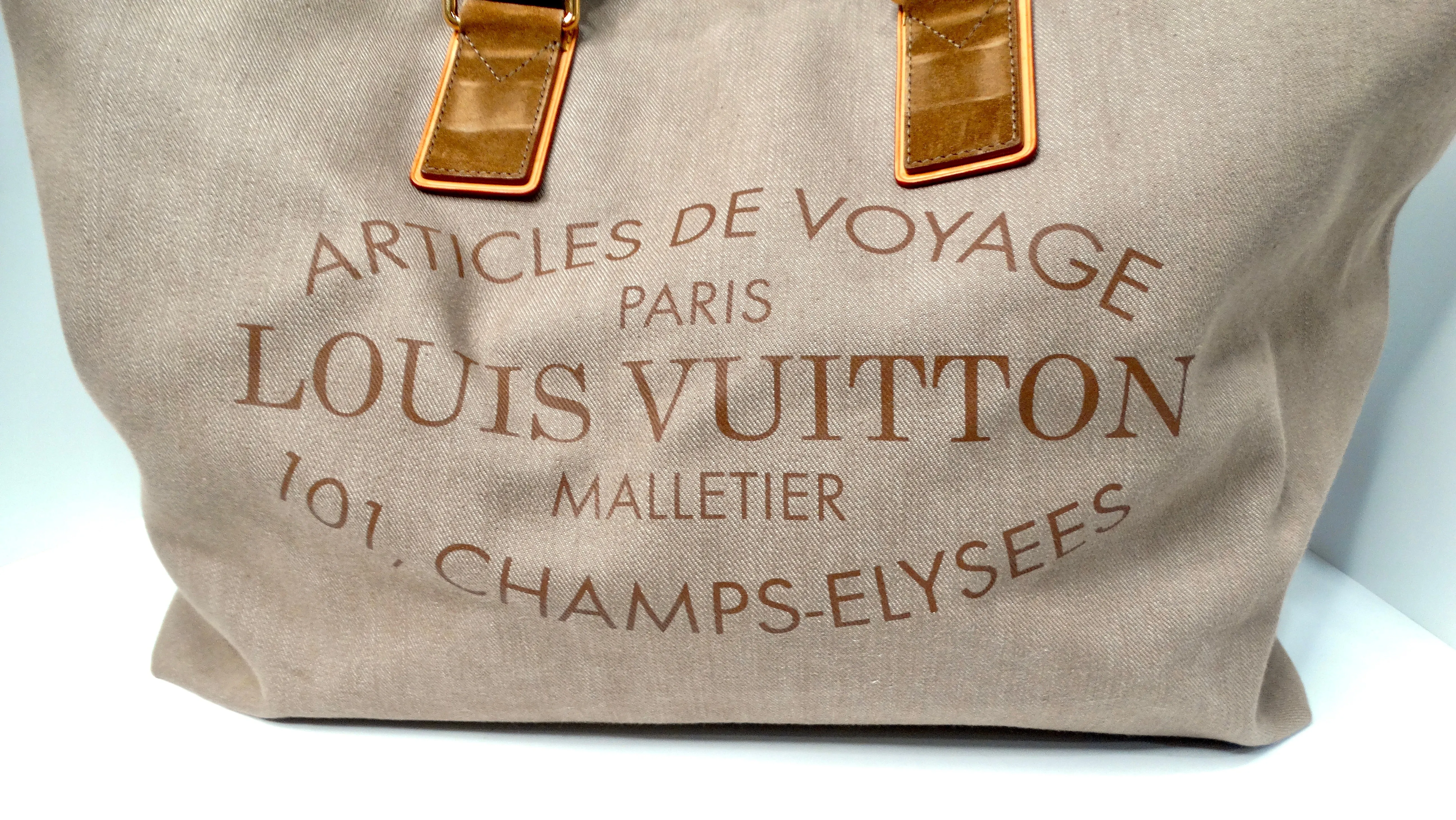 Louis Vuitton Denim Articles De Voyage GM Beige Tote Bag