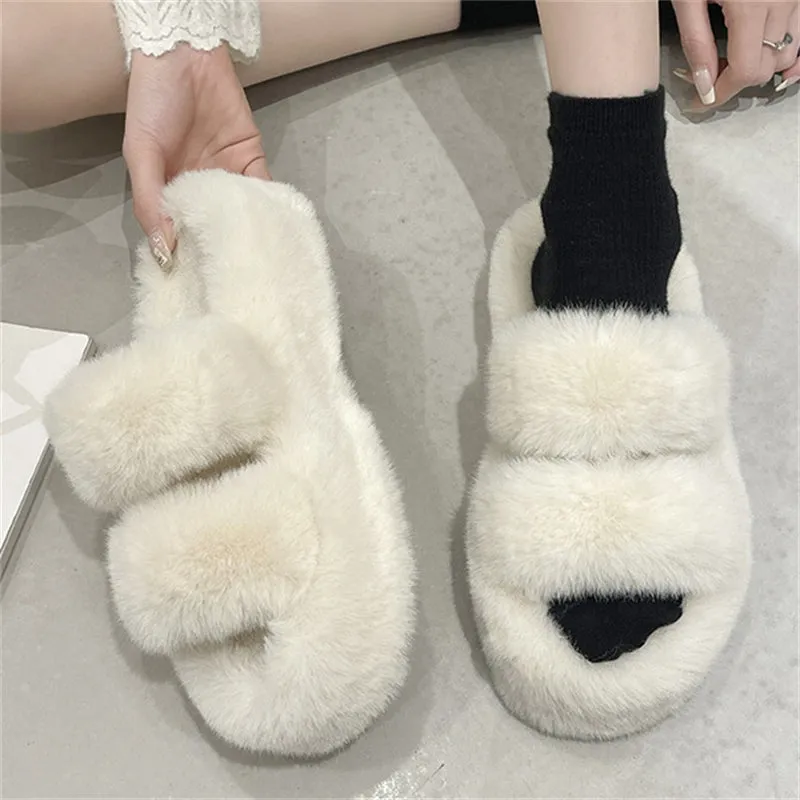 Lovely Sweet Short Plush Extra Warm Thicken Outsole Slippers for Lady
