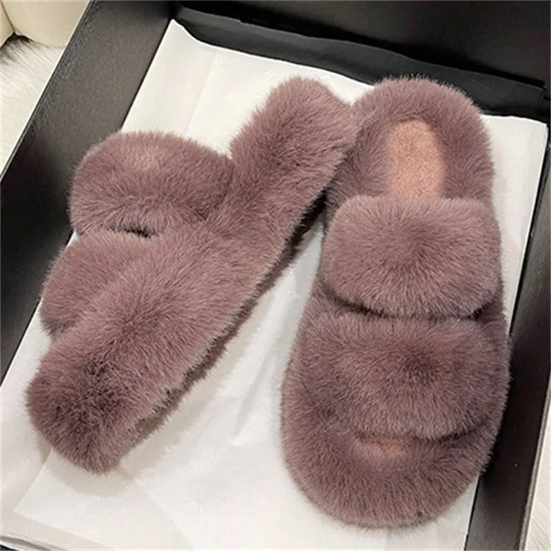 Lovely Sweet Short Plush Extra Warm Thicken Outsole Slippers for Lady