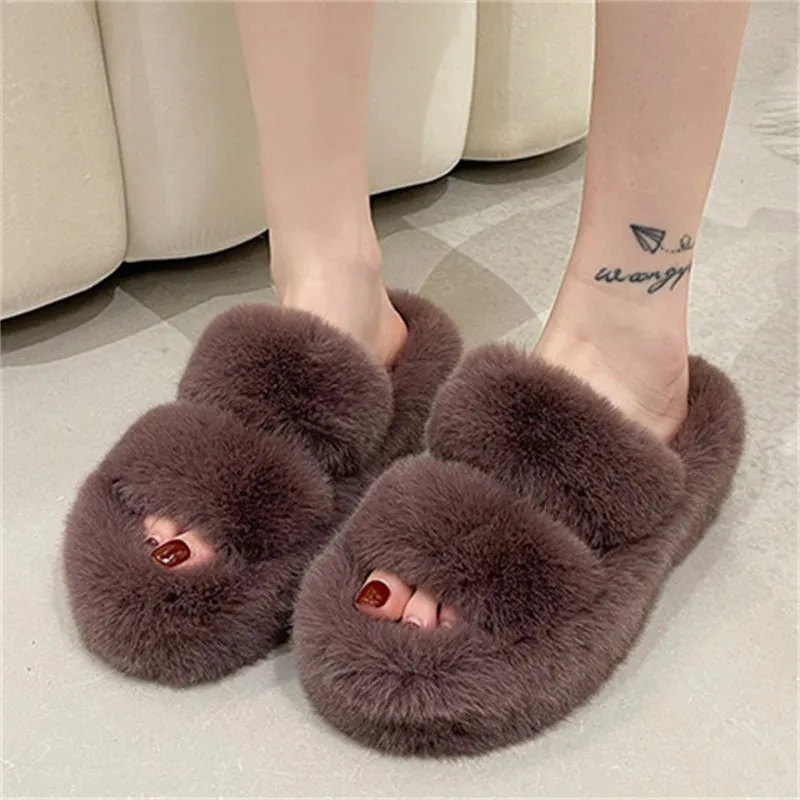 Lovely Sweet Short Plush Extra Warm Thicken Outsole Slippers for Lady