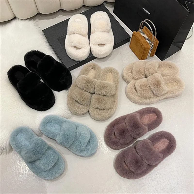 Lovely Sweet Short Plush Extra Warm Thicken Outsole Slippers for Lady