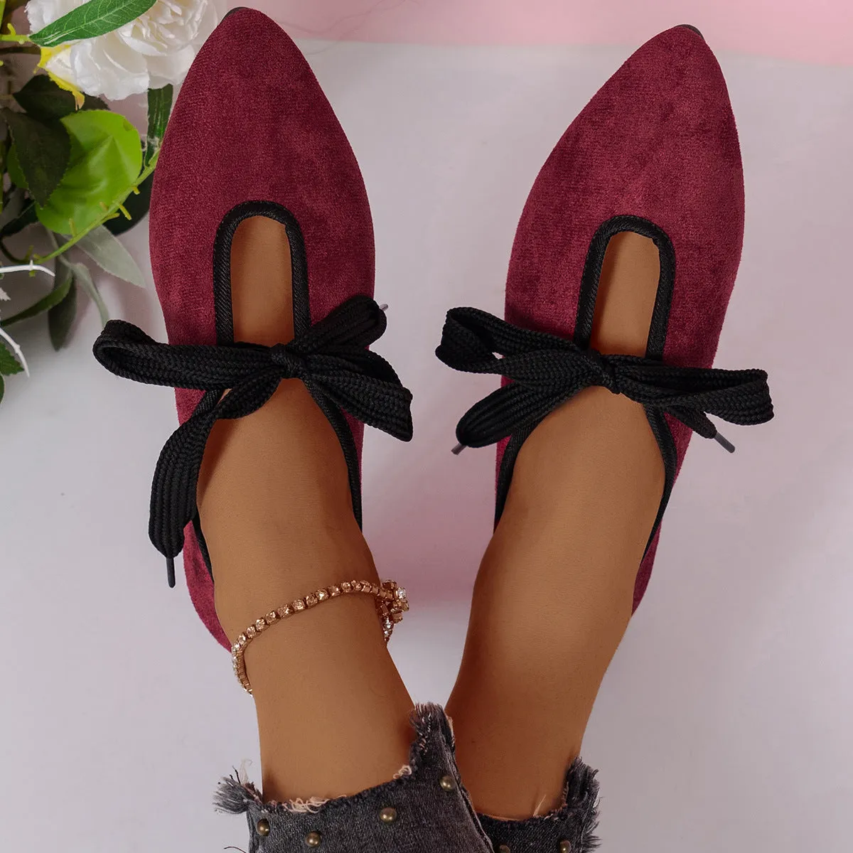 Low-cut Bow Pumps Casual Flats