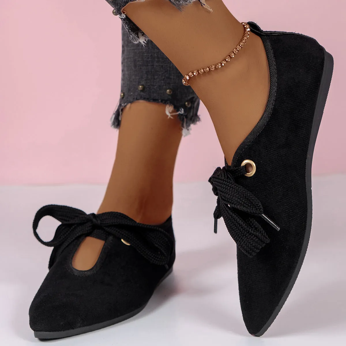 Low-cut Bow Pumps Casual Flats