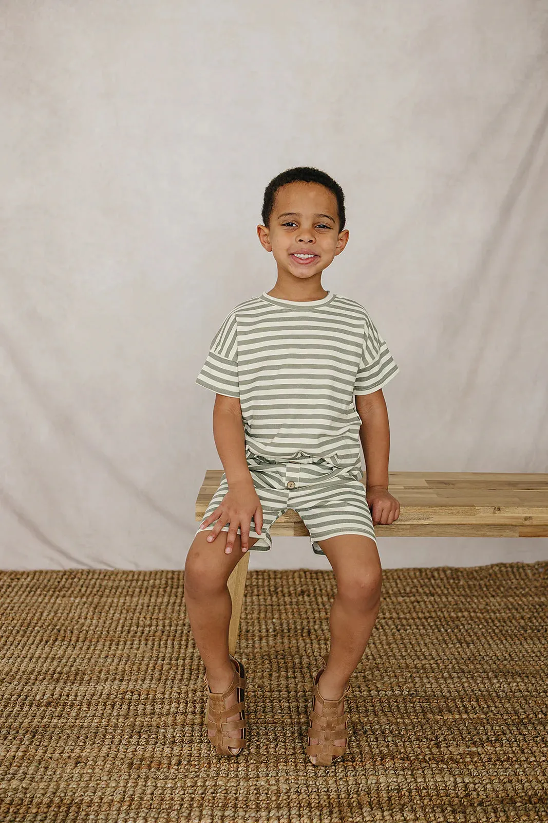 Mebie Baby Stripe Button Short Set