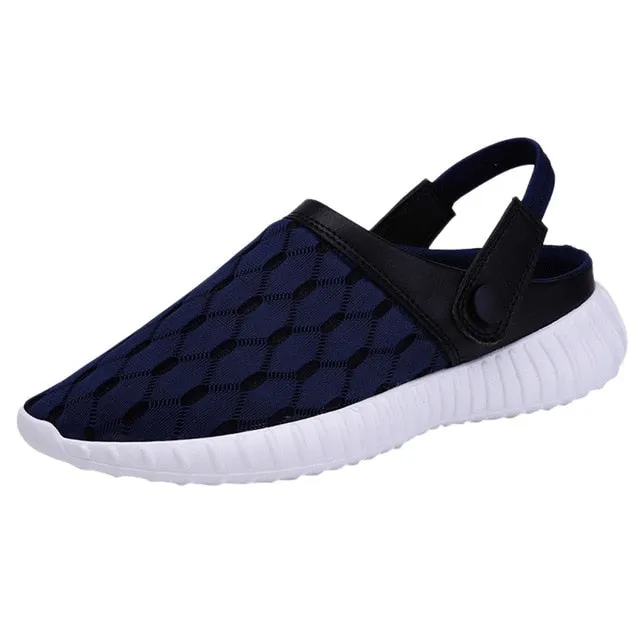 Men Slippers Summer Classic Fashion Slides Shoes Outdoor Leisure Mens Flat Mesh Breathable Non-slip Flip Flops Beach Shoe