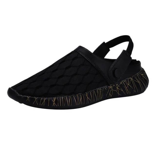 Men Slippers Summer Classic Fashion Slides Shoes Outdoor Leisure Mens Flat Mesh Breathable Non-slip Flip Flops Beach Shoe