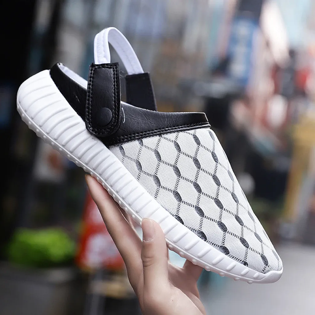 Men Slippers Summer Classic Fashion Slides Shoes Outdoor Leisure Mens Flat Mesh Breathable Non-slip Flip Flops Beach Shoe