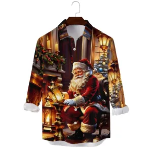 Men's Christmas Santa Claus Printed Long Sleeve Shirt 2411003381