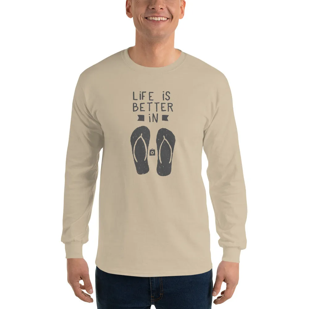 Men's Long Sleeve T-Shirt - Flip-Flop through Life
