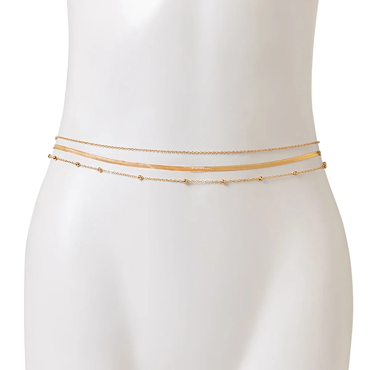 Minimalist Multi-Layer Metal Flat Snake Chain Waist Chain Sexy Bikini Summer Body Jewelry