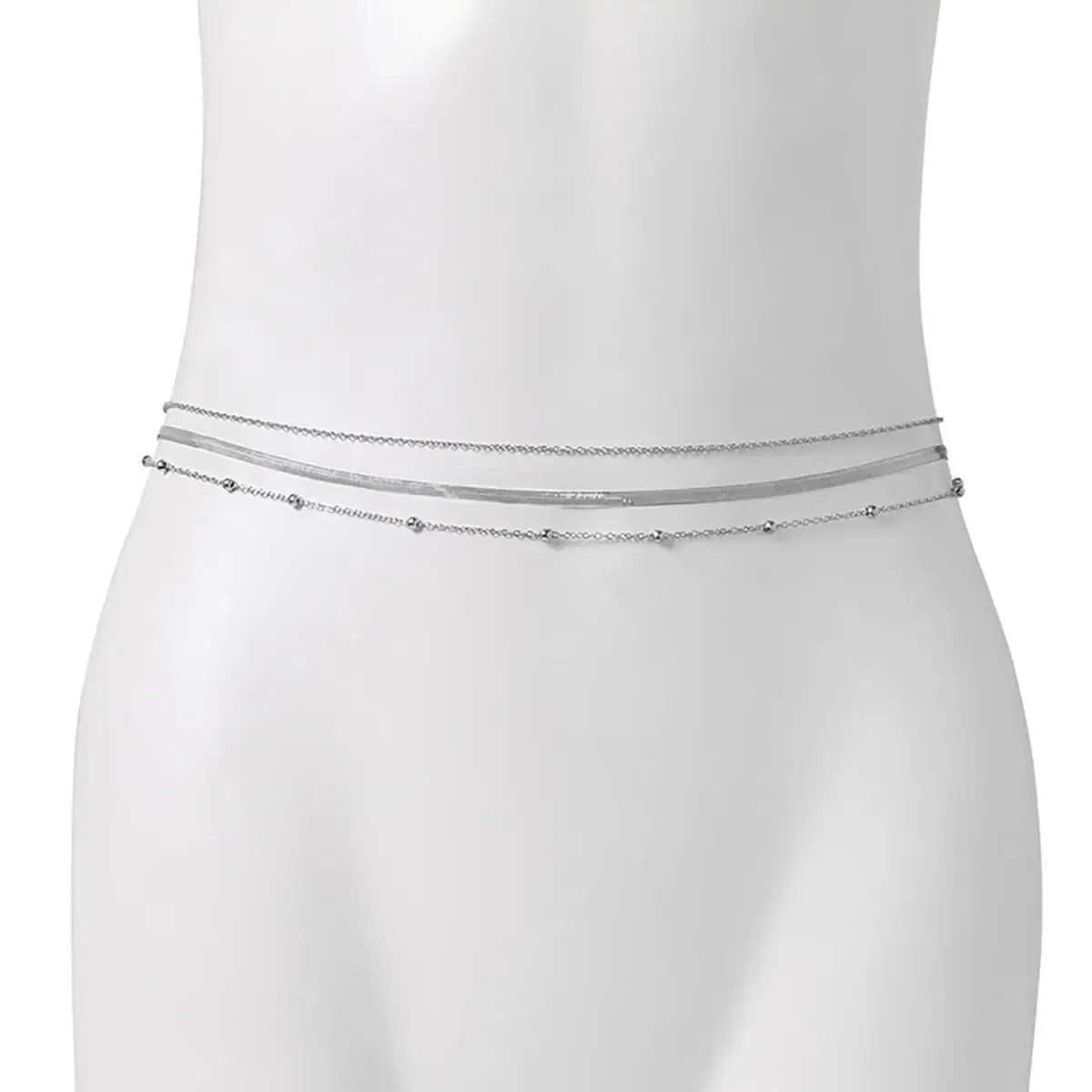 Minimalist Multi-Layer Metal Flat Snake Chain Waist Chain Sexy Bikini Summer Body Jewelry