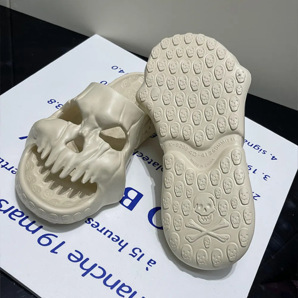 Modern Dark Solid Skull Slippers