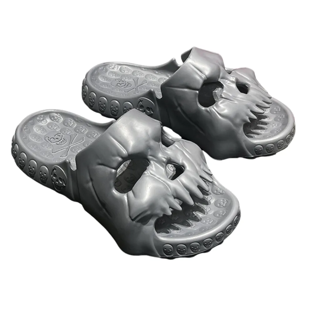 Modern Dark Solid Skull Slippers