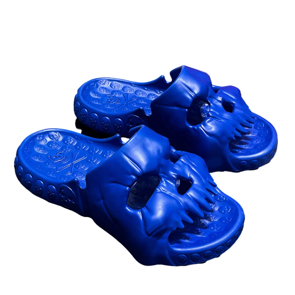 Modern Dark Solid Skull Slippers