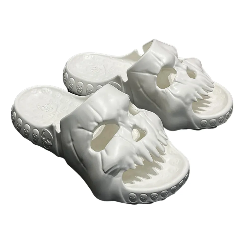 Modern Dark Solid Skull Slippers