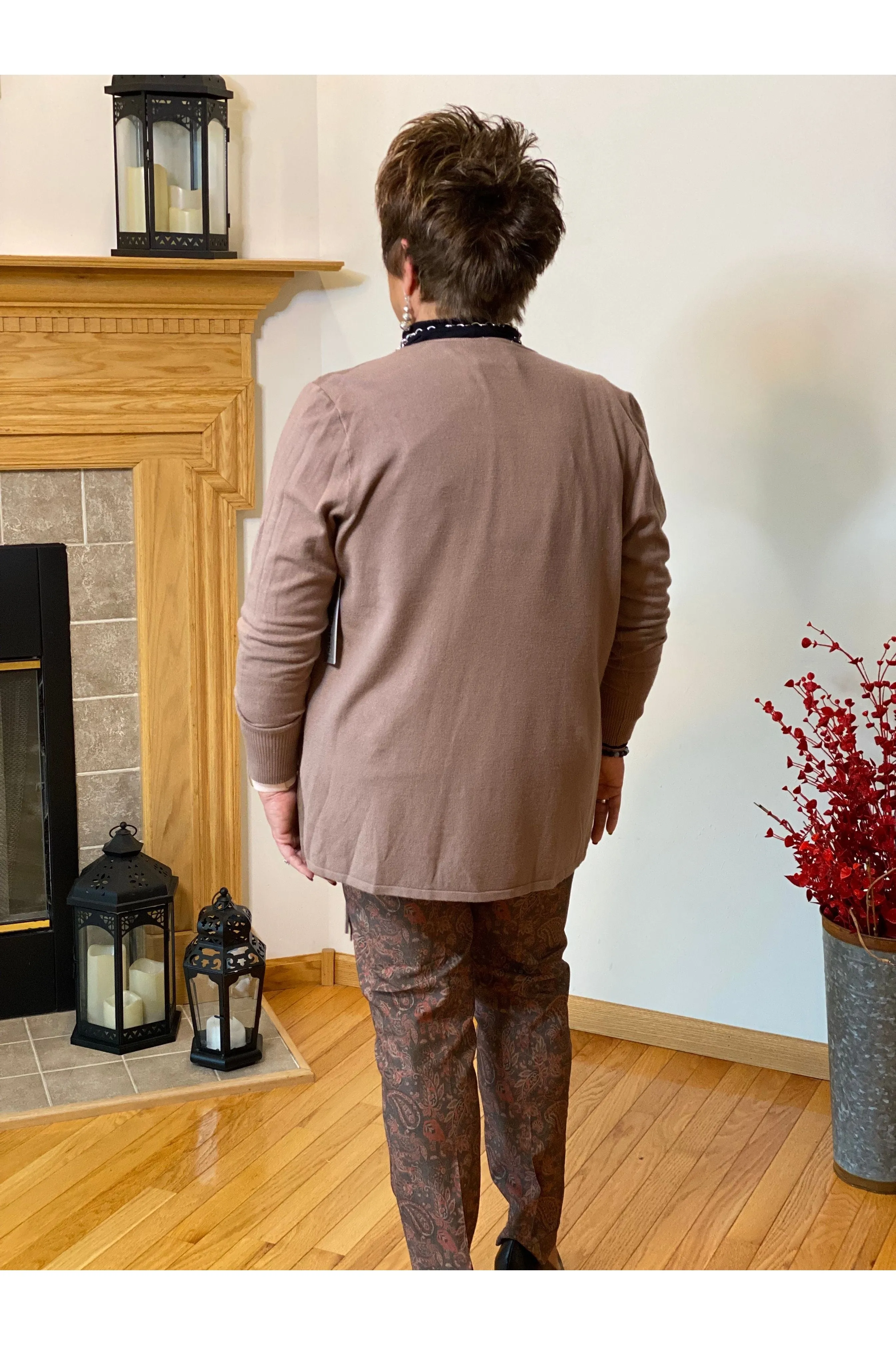 Multiples - Fringe Trim Drapey Jacket - Style #M41409JM
