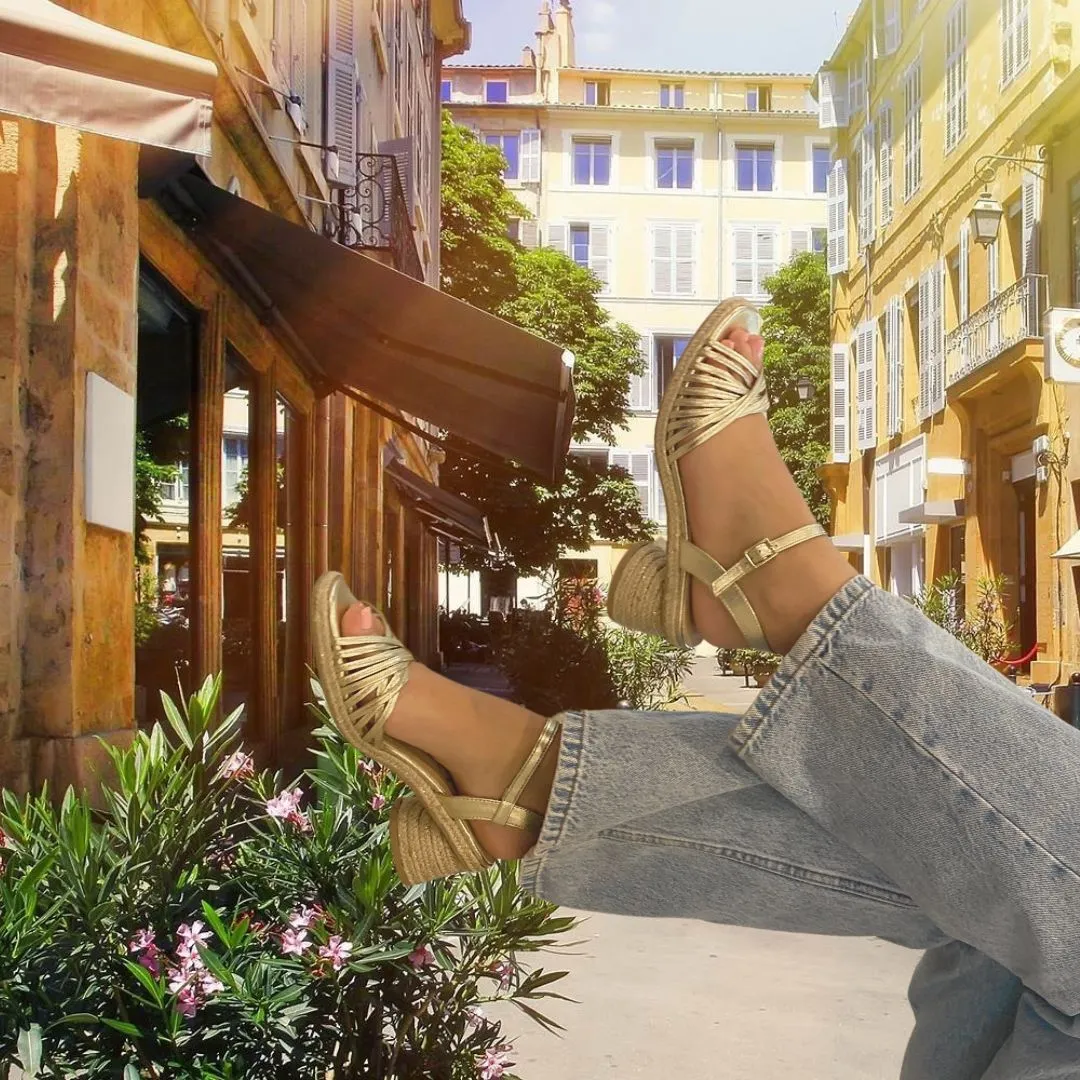 NARCISA Gold espadrilles
