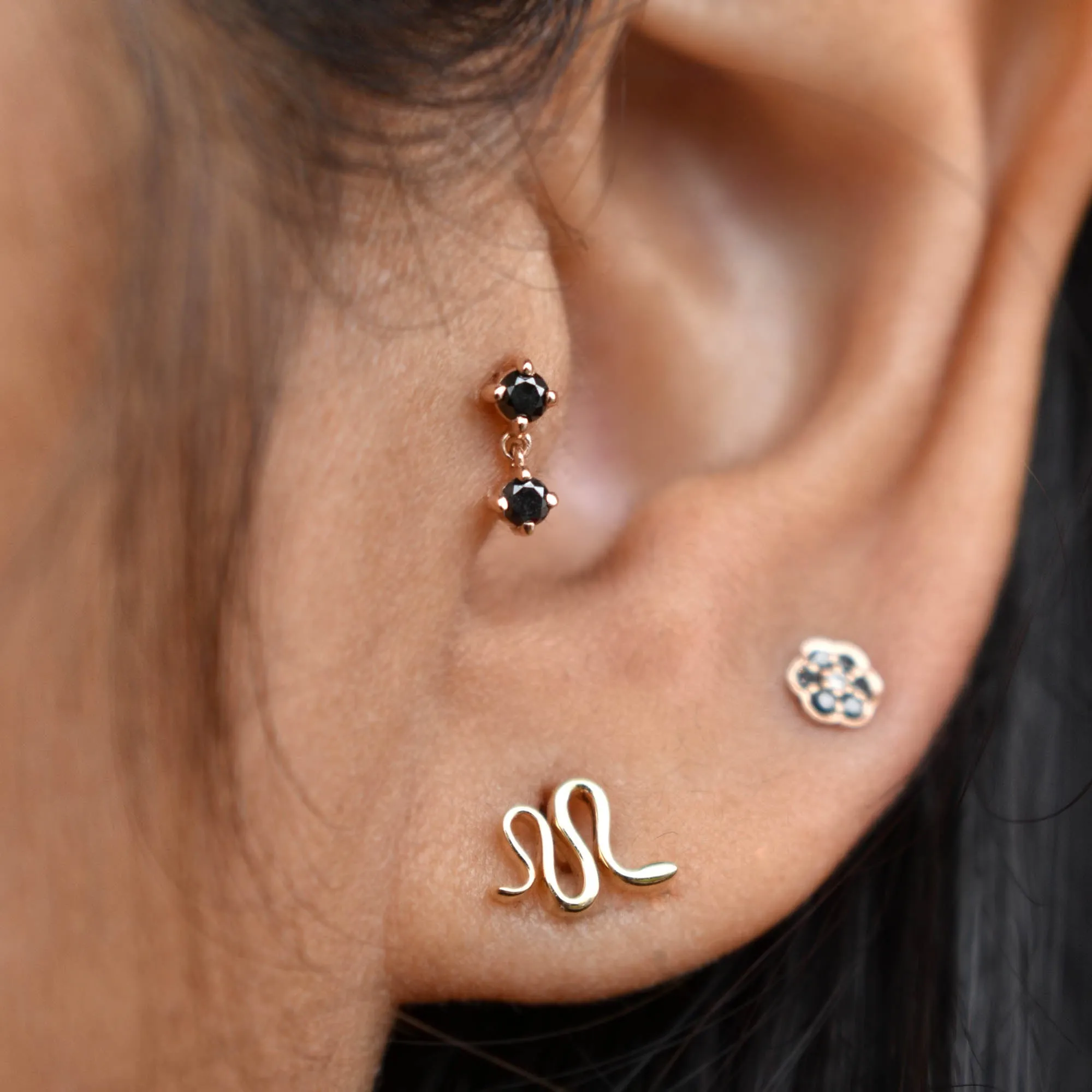 Natural Black Diamond Tiny Dangle Earring
