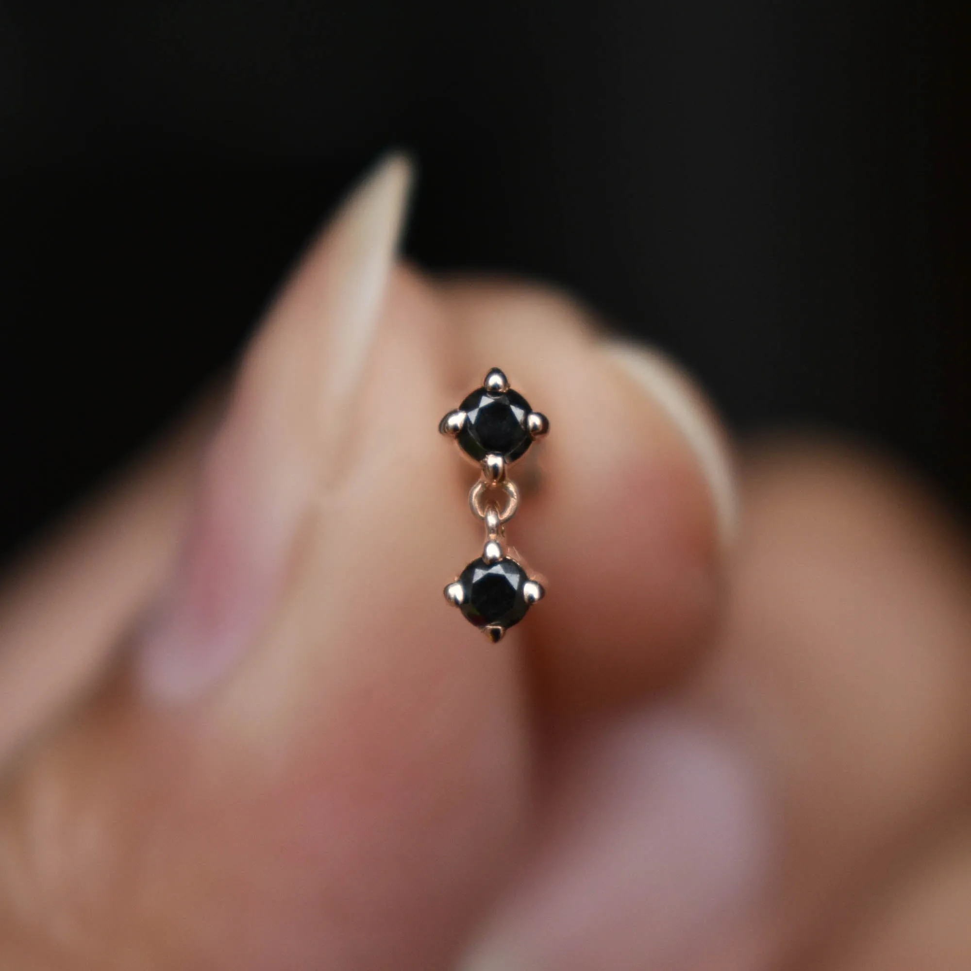 Natural Black Diamond Tiny Dangle Earring