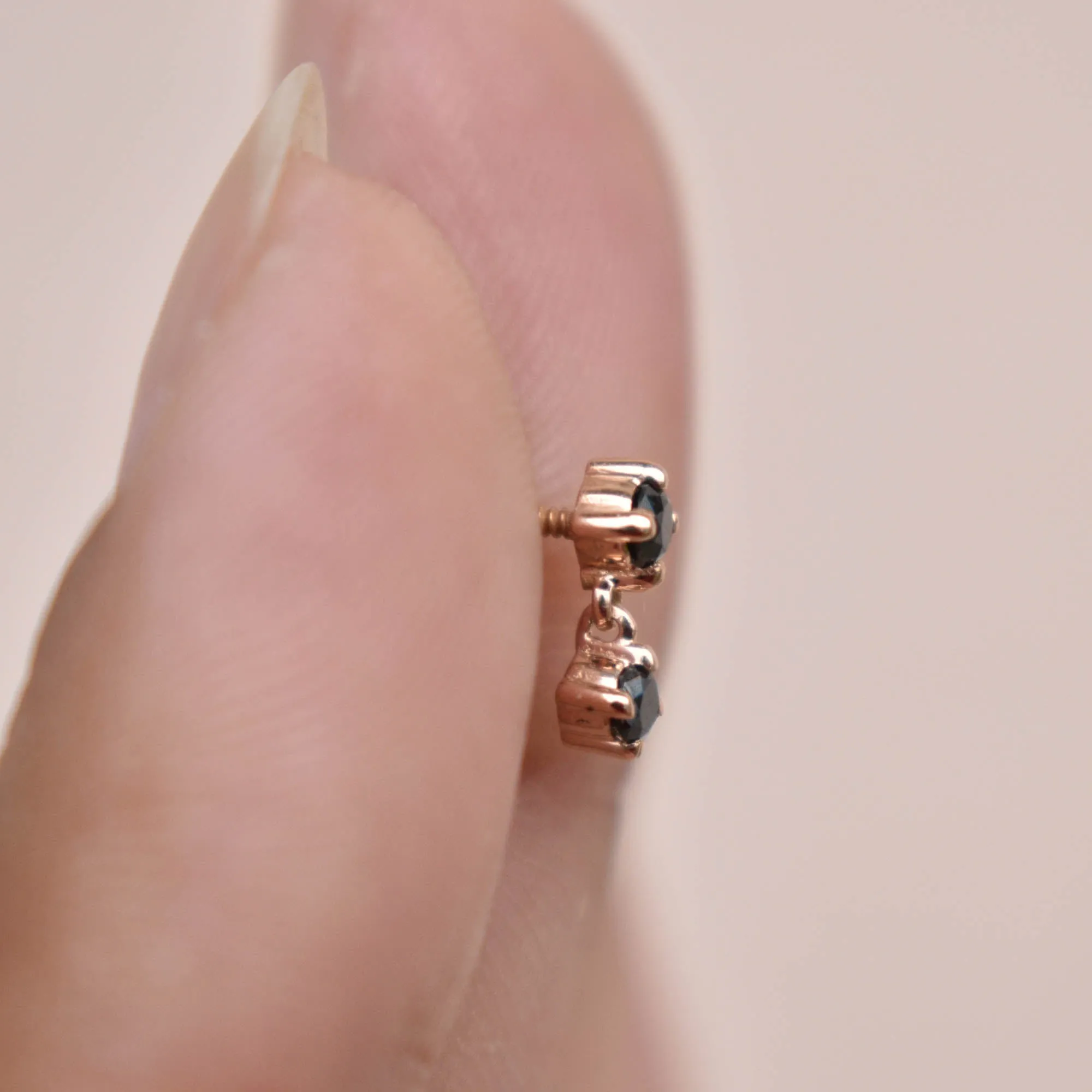 Natural Black Diamond Tiny Dangle Earring