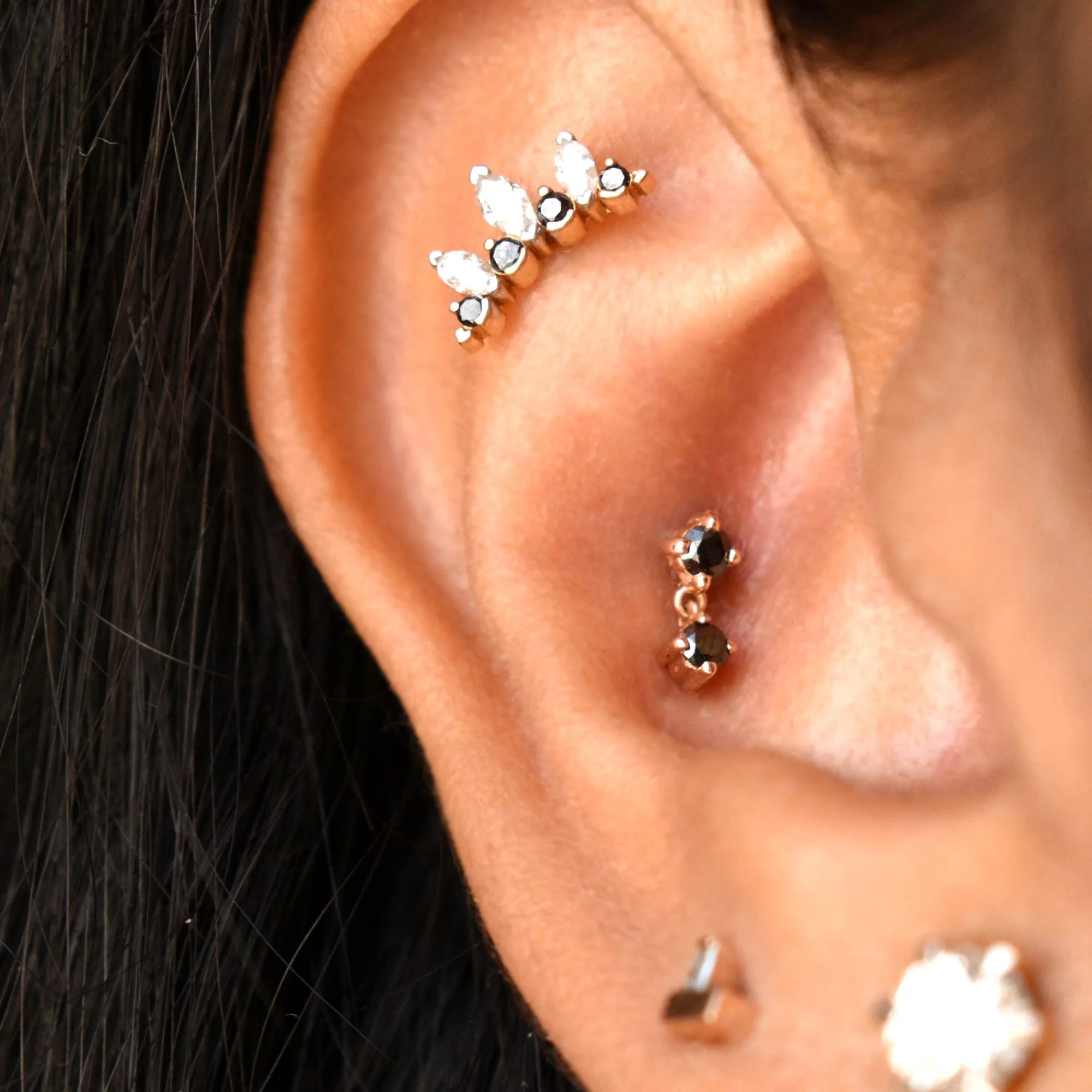 Natural Black Diamond Tiny Dangle Earring