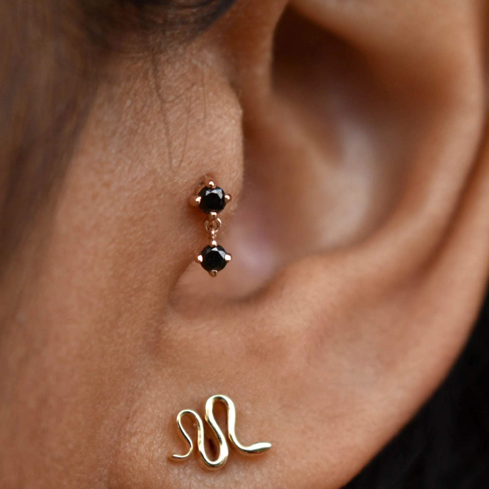 Natural Black Diamond Tiny Dangle Earring