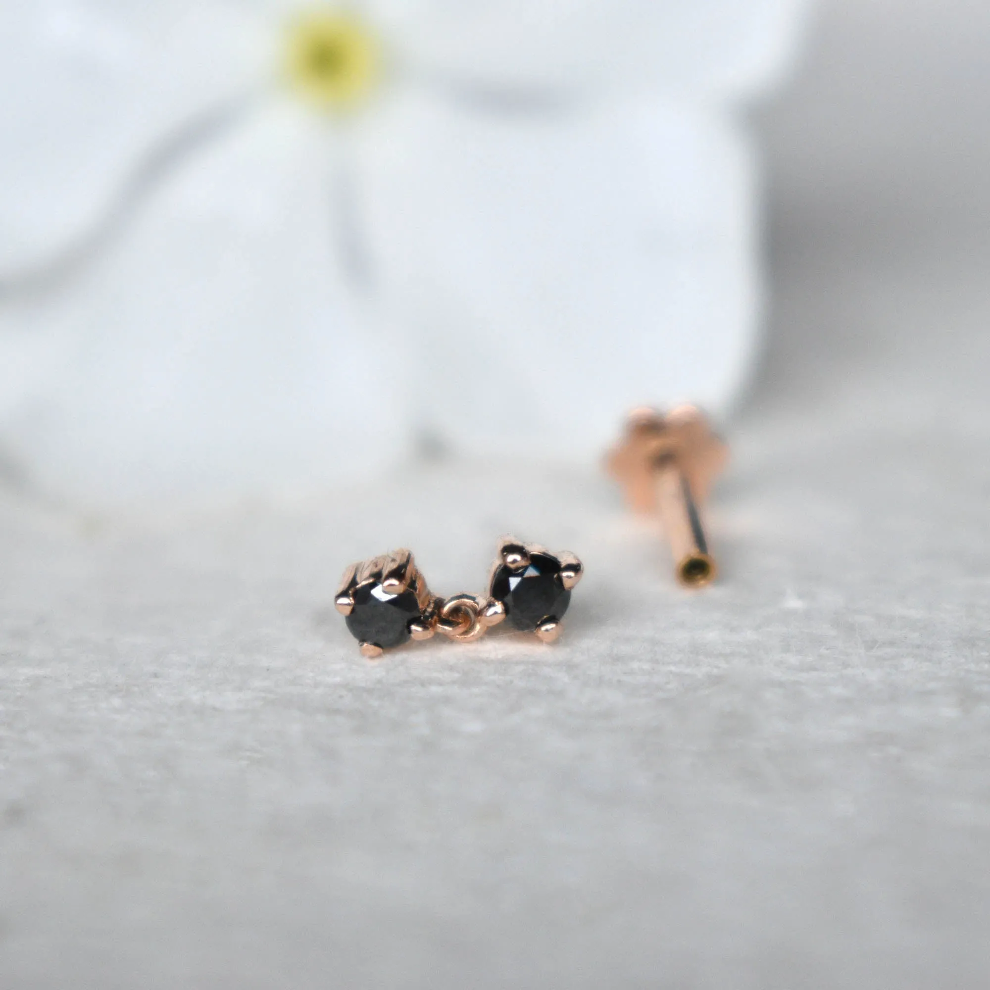 Natural Black Diamond Tiny Dangle Earring