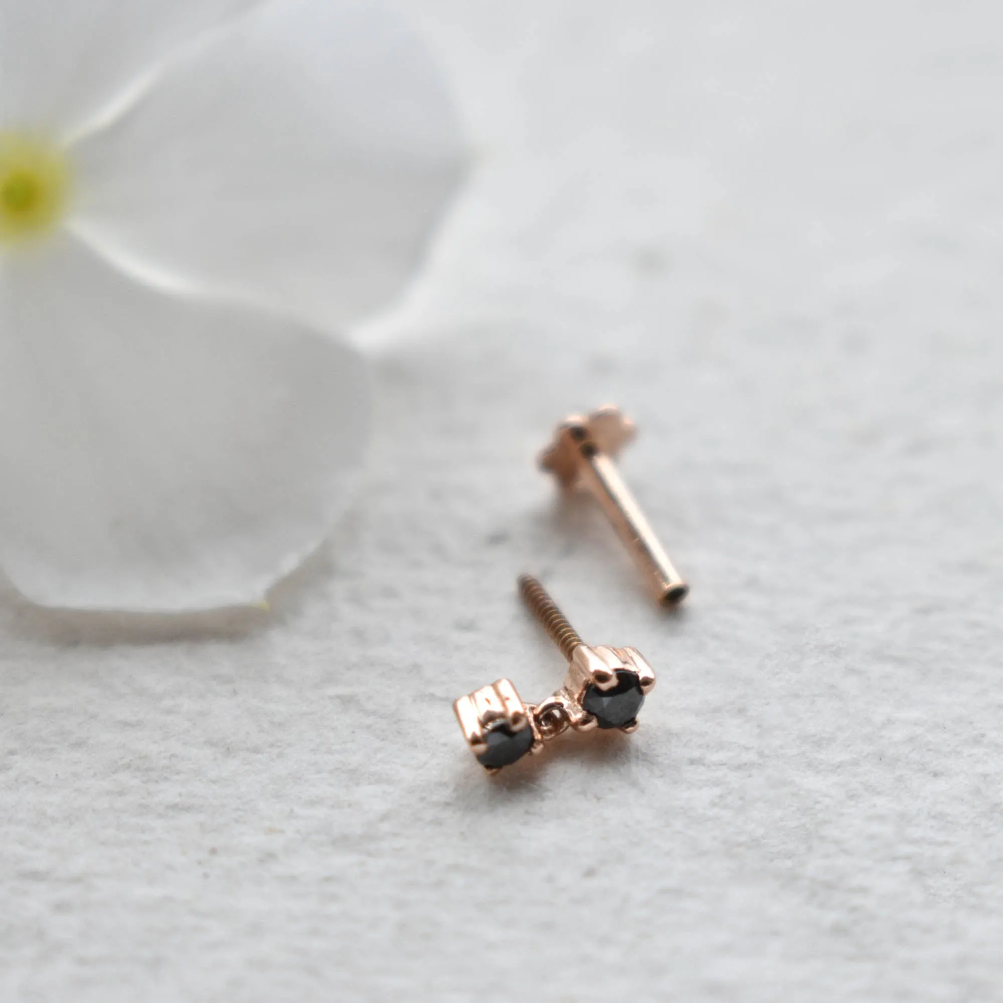 Natural Black Diamond Tiny Dangle Earring