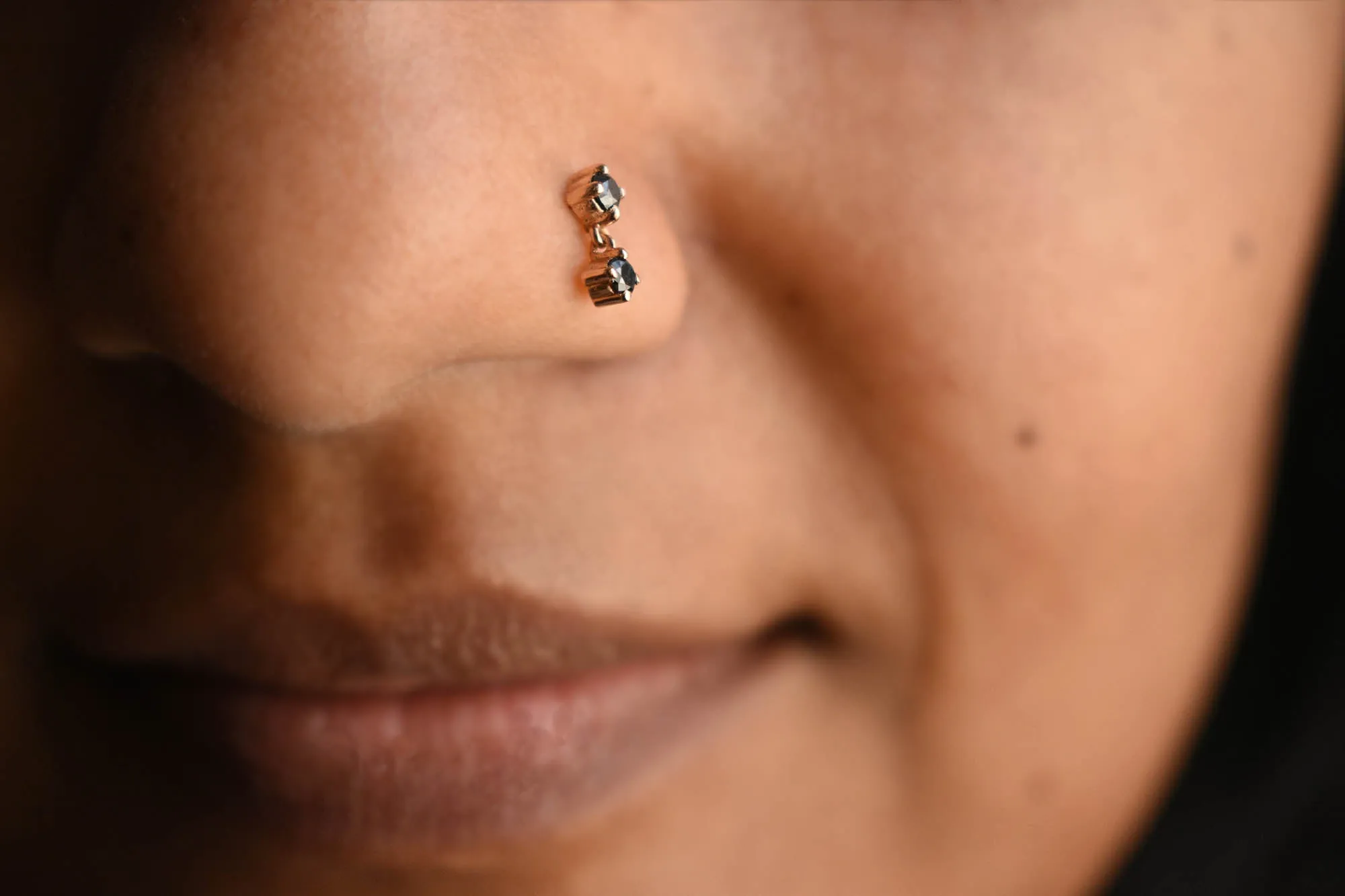 Natural Black Diamond Tiny Dangle Earring