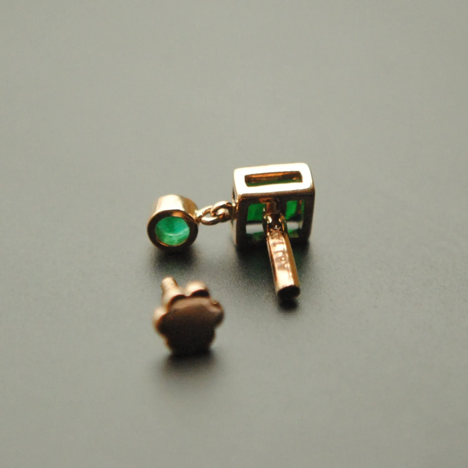 Natural Green Emerald Dangle Stud