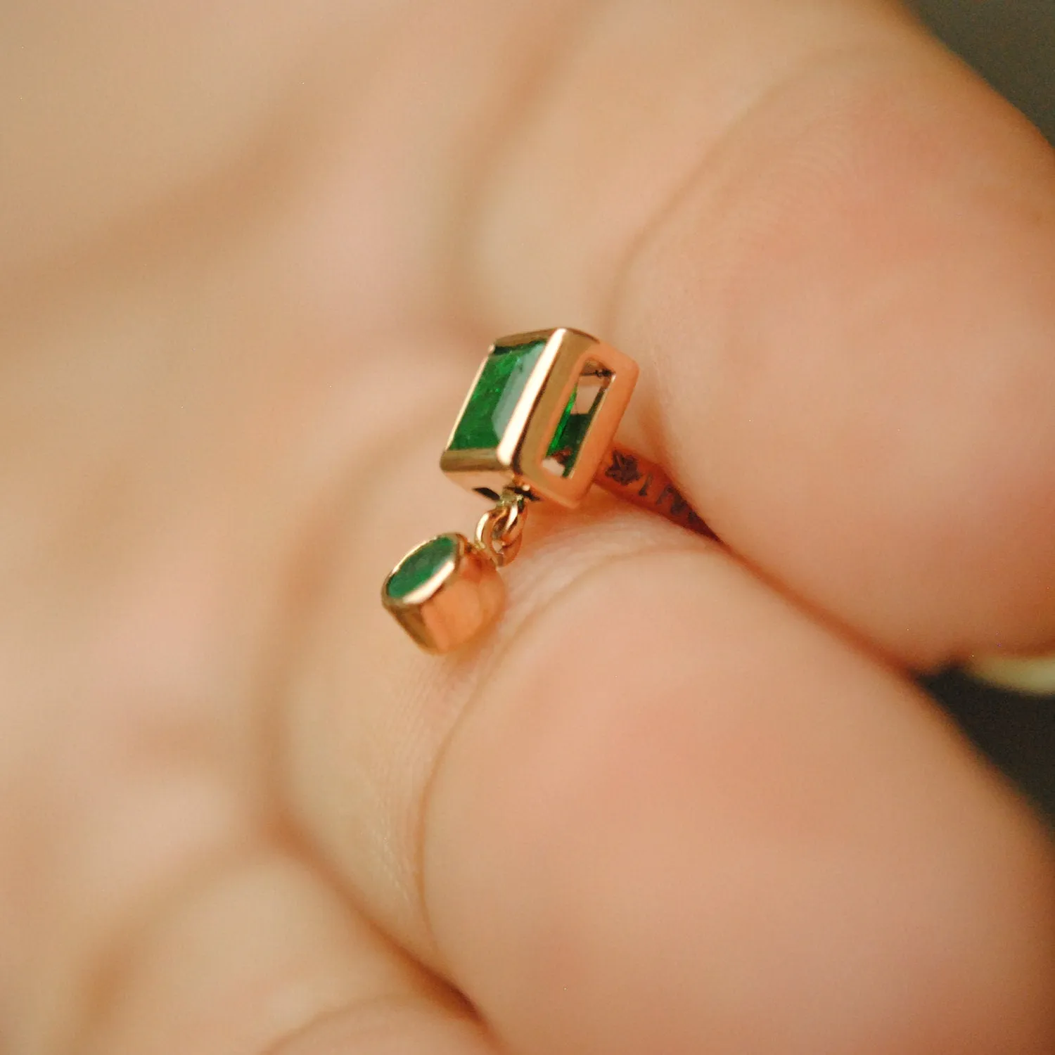 Natural Green Emerald Dangle Stud