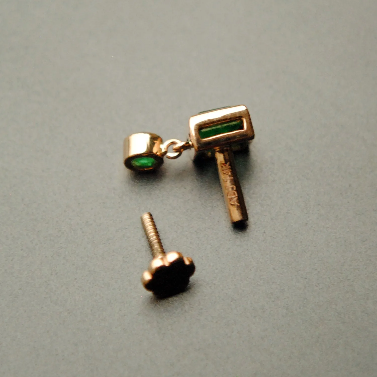 Natural Green Emerald Dangle Stud