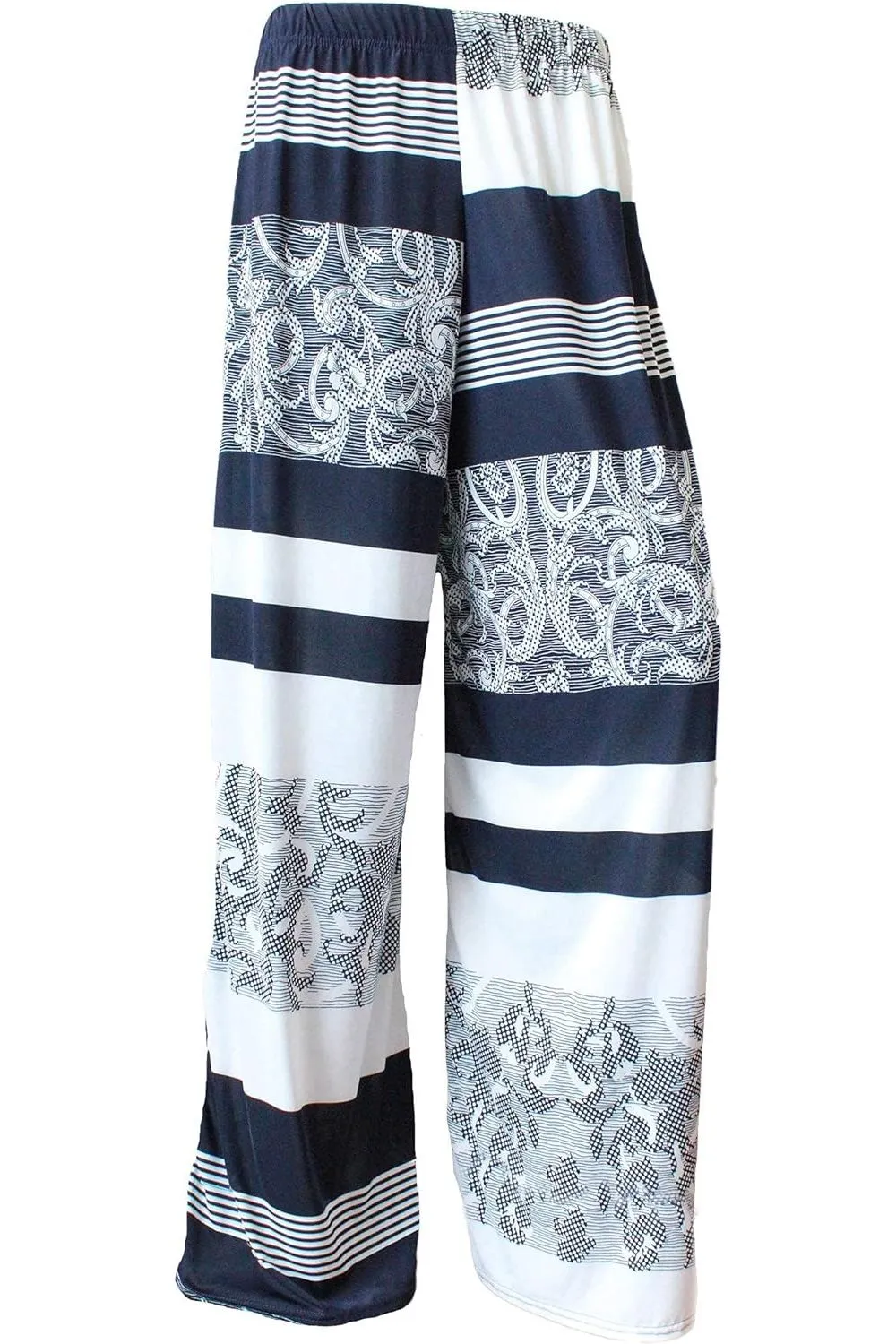 Navy Abstract Print Palazzo Trouser