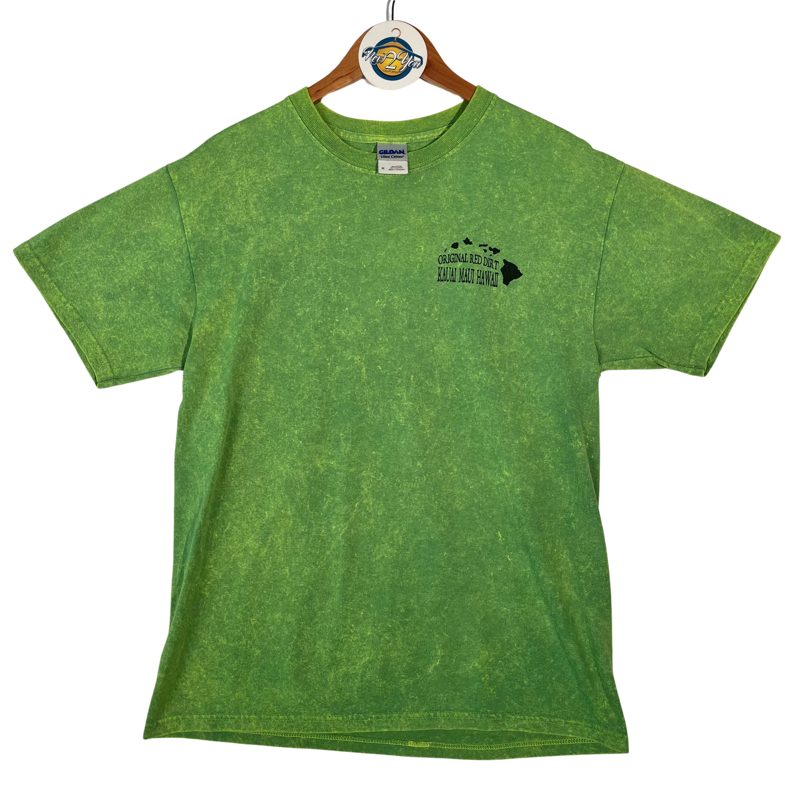 Neon Green Lava Rock Tee 'Honu Hawaii' - Gildan