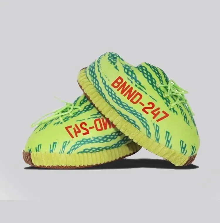 Neon Green Plush Slippers – Warm and Comfortable Fit
