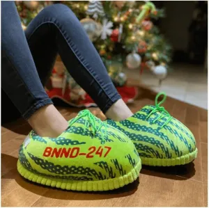 Neon Green Plush Slippers – Warm and Comfortable Fit