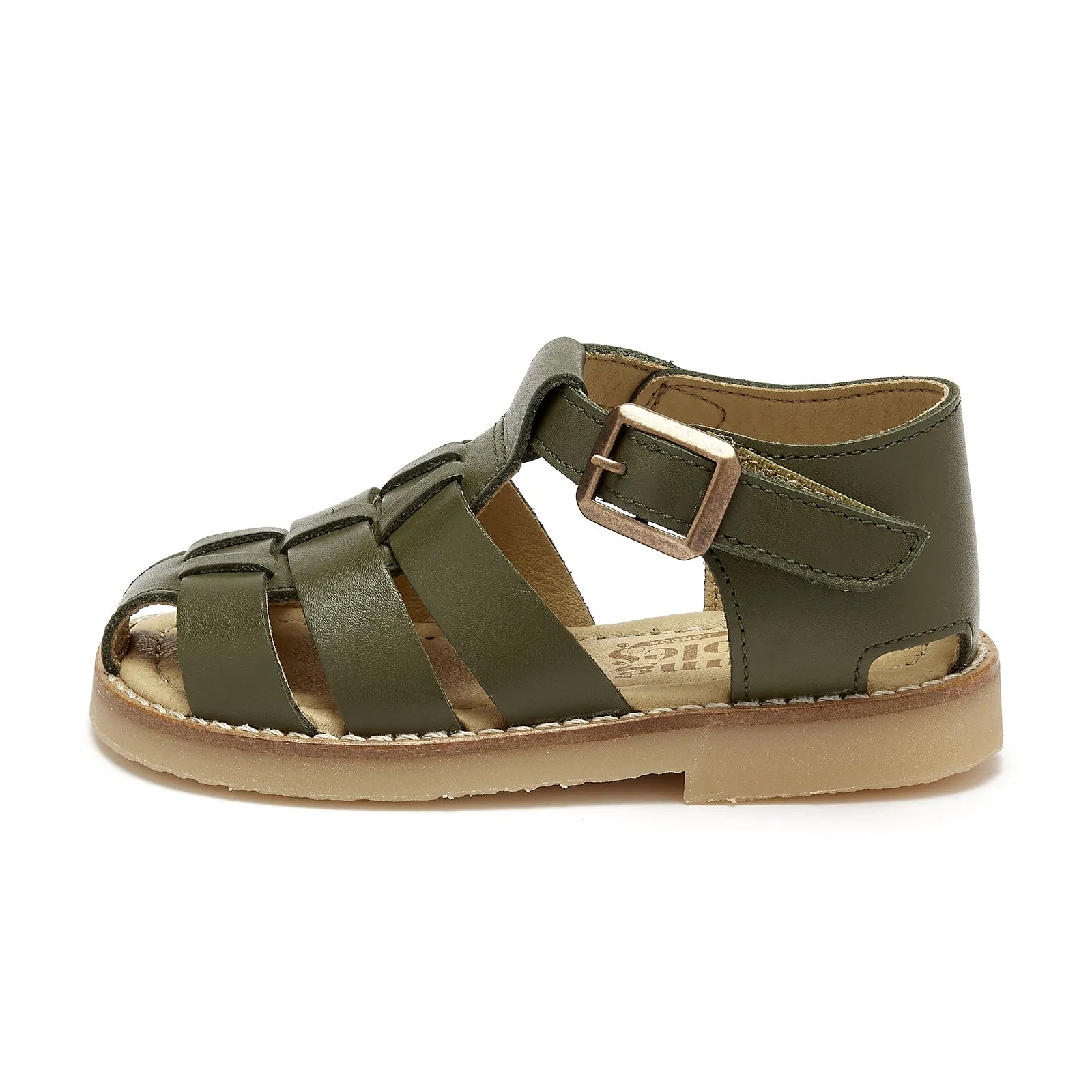 Noah Leather Strap Fisherman Sandals (Olive)