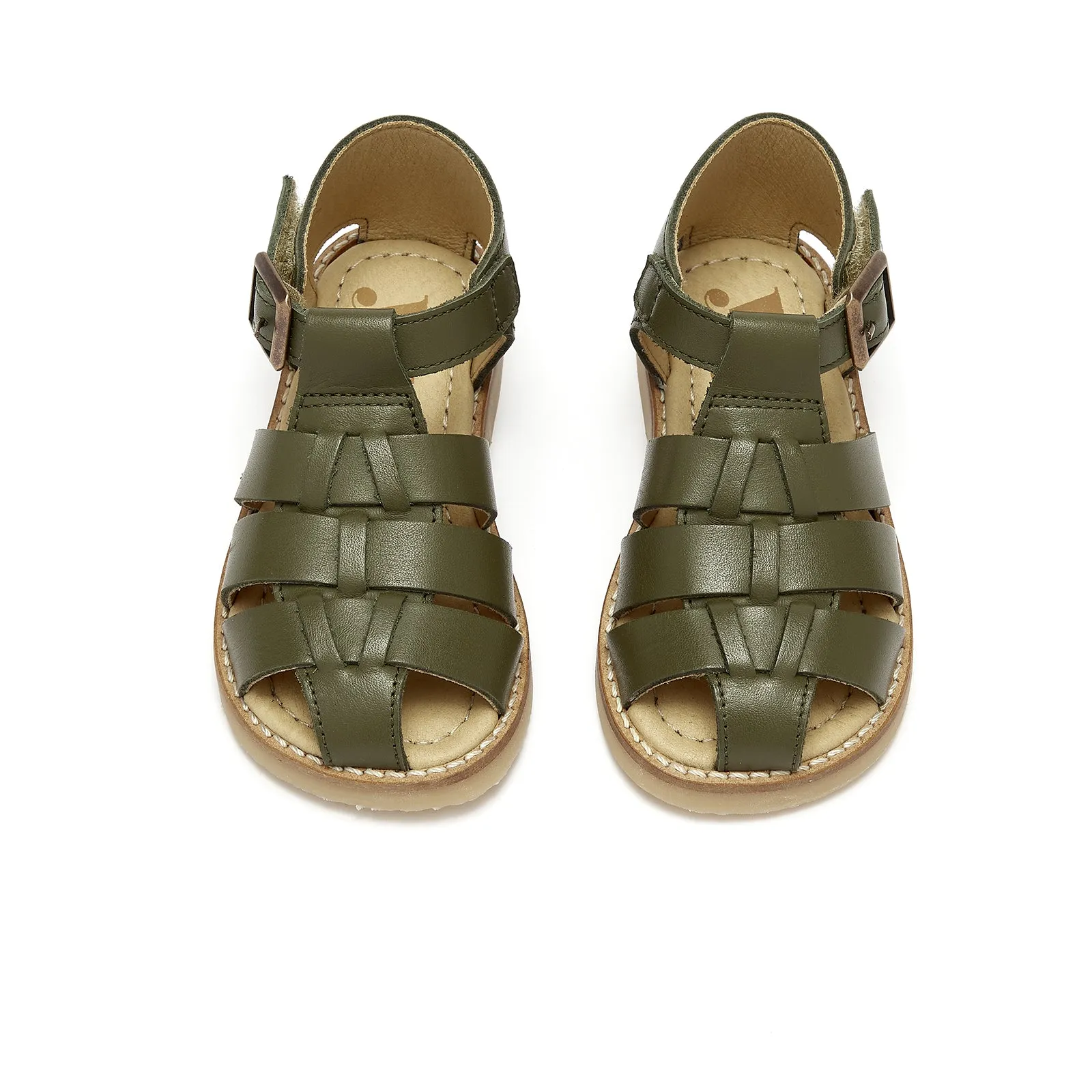 Noah Leather Strap Fisherman Sandals (Olive)