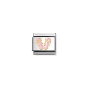 Nomination Composable Link Pink Flip-Flops, 18K Gold & Enamel