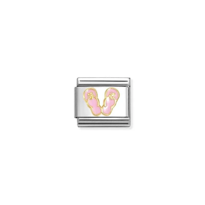 Nomination Composable Link Pink Flip-Flops, 18K Gold & Enamel