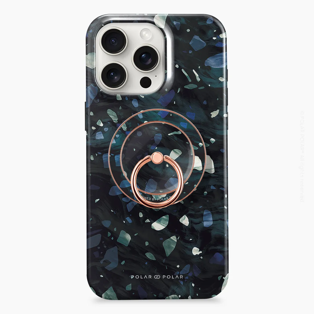 Nordic Terrazzo Gem - Rose Gold MagSafe Phone Grip and Ring Holder Stand