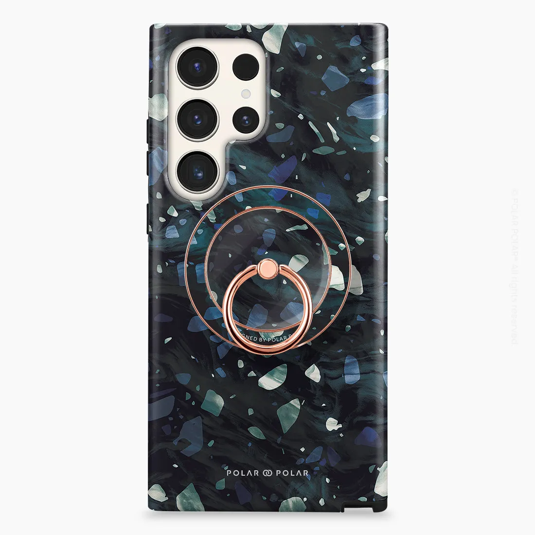 Nordic Terrazzo Gem - Rose Gold MagSafe Phone Grip and Ring Holder Stand
