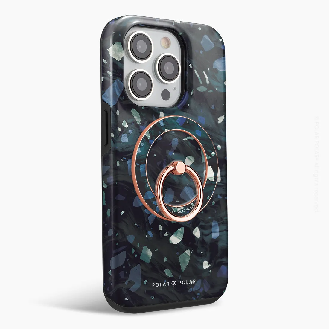 Nordic Terrazzo Gem - Rose Gold MagSafe Phone Grip and Ring Holder Stand