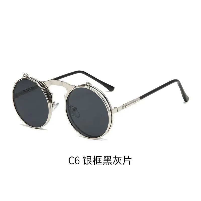 Old Metal Steampunk Flip Sunglasses